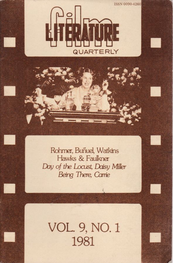 LITERATURE / FILM QUARTERLY magazine side cover Issue 33  Vol 9 # 1  1981